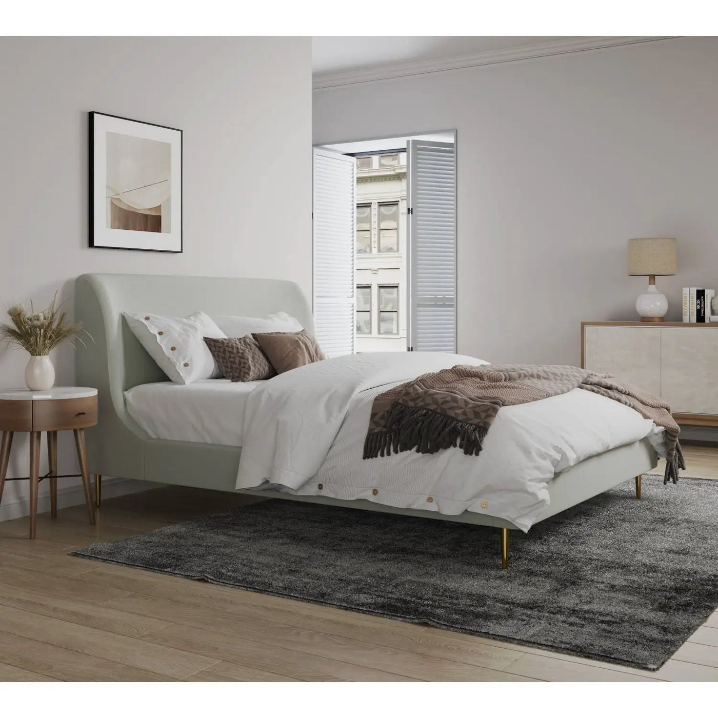 Heather - Upholstered Bed With Curved Headboard by HouseOfZazla