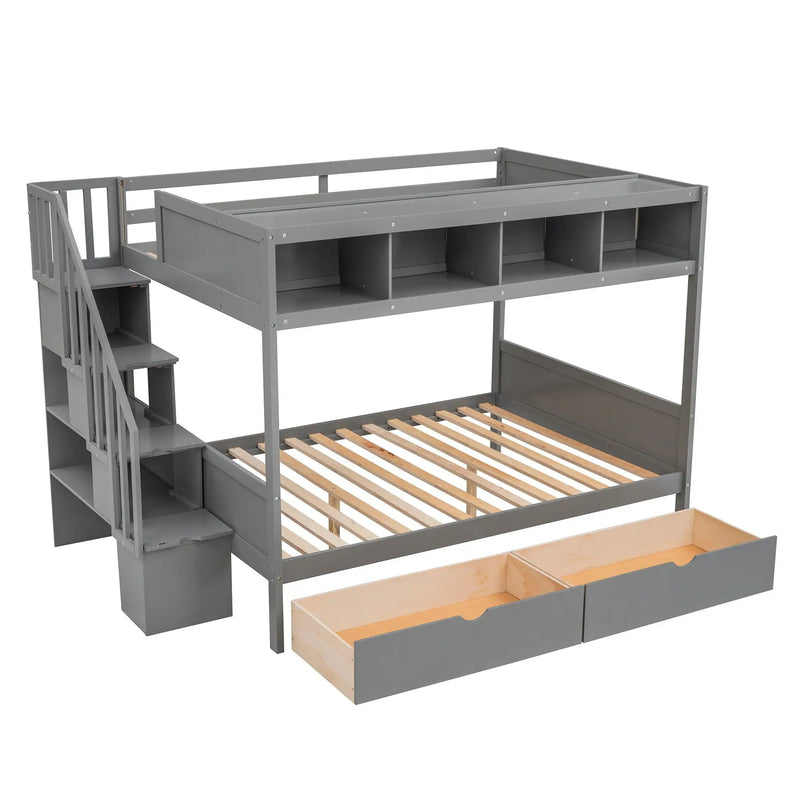 Bunk Bed With Shelfs, Storage Staircase And 2 Drawers by HouseOfZazla