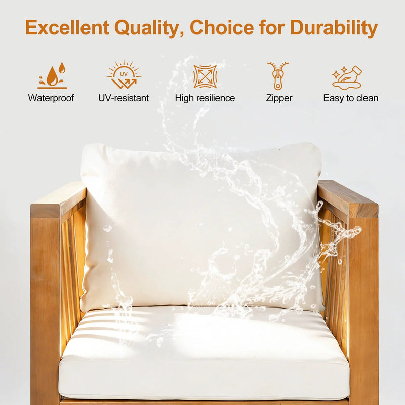 Outdoor Acacia Wood Club Chair with Modern Square Arms by HouseOfZazla
