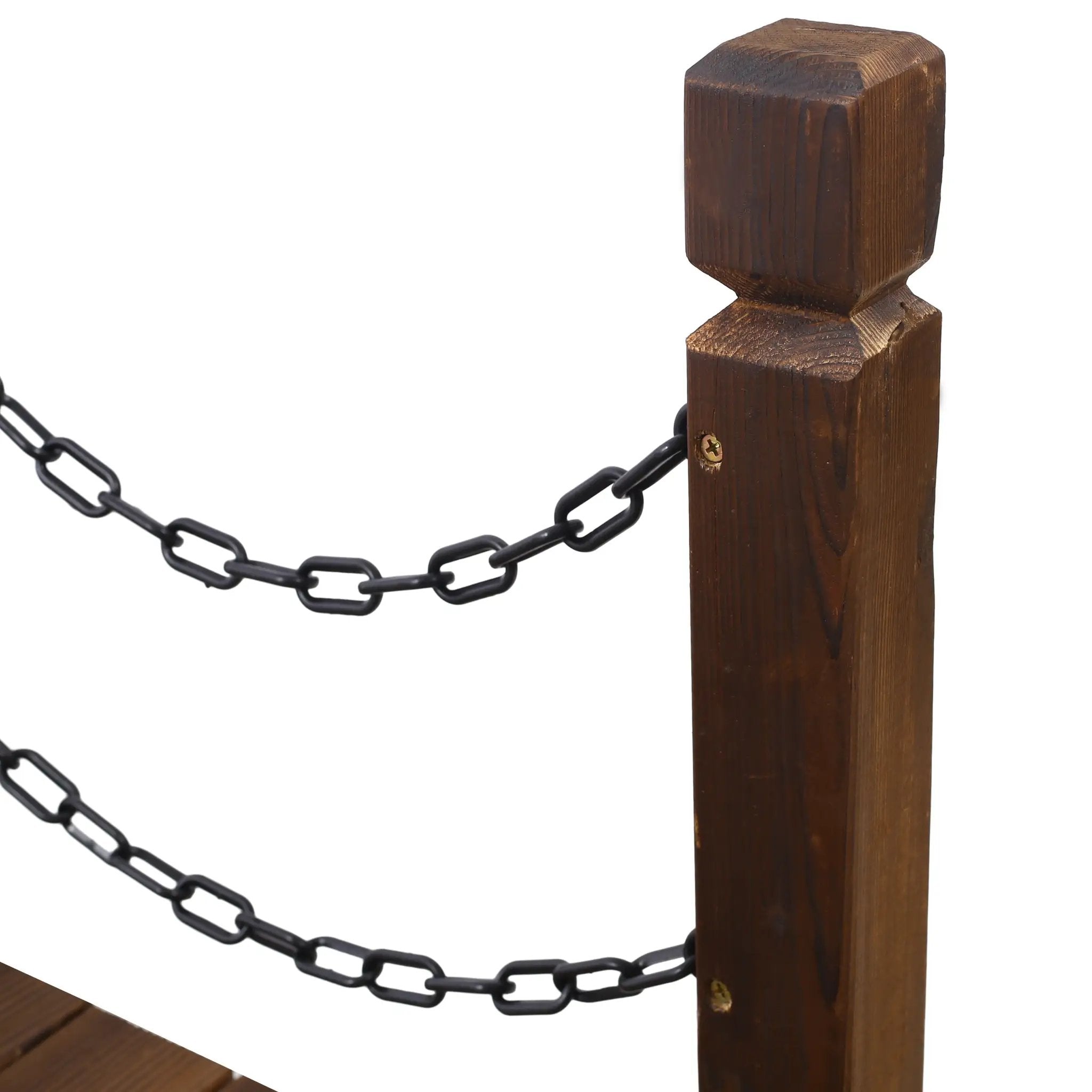 5 Ft Wooden Garden Bridge, Stained Wood Arc Footbridge with Chain Railings by HouseOfZazla
