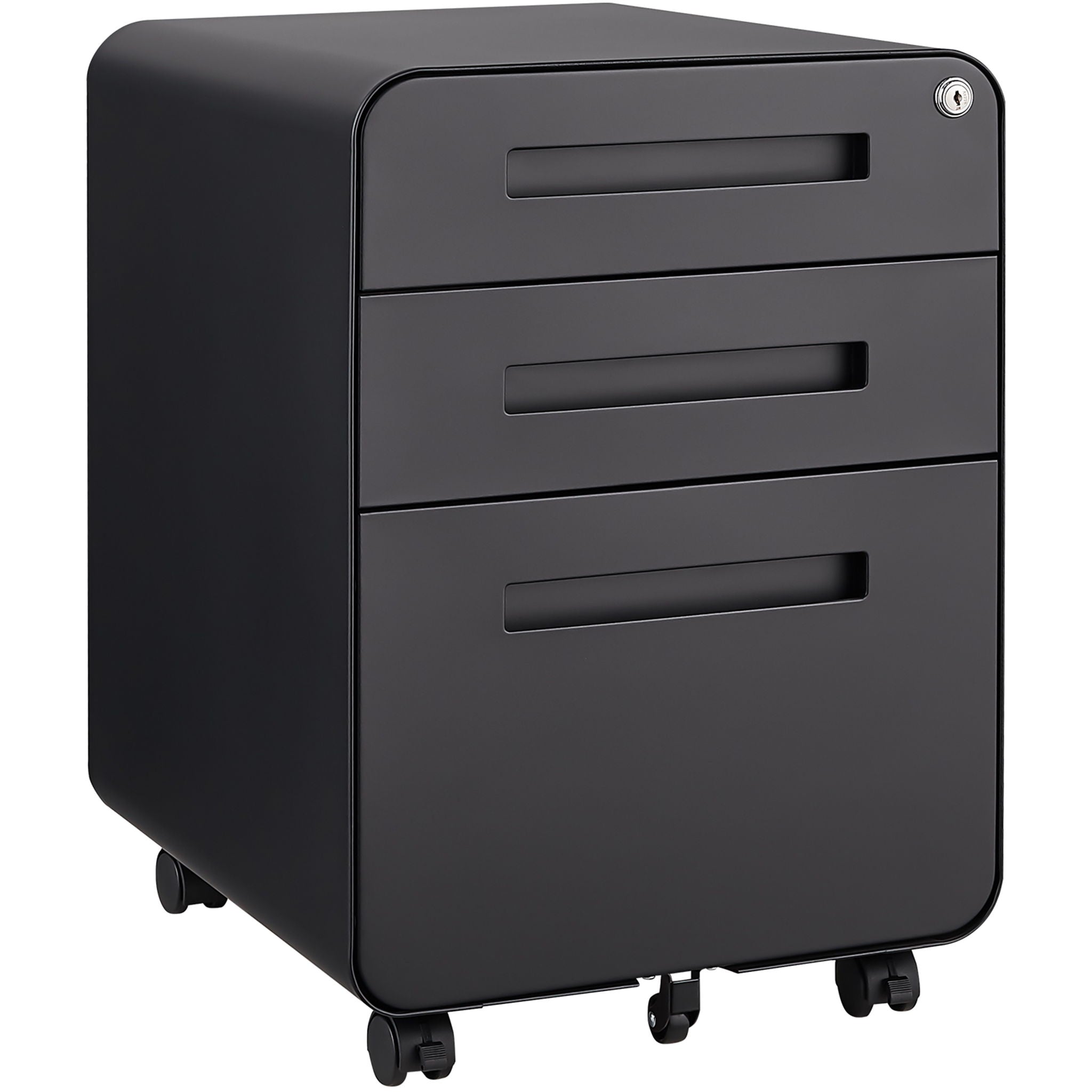 3 Drawer Mobile File Cabinet Under Desk Office, Simple Style Versatile Storage Cabinet For Legal / Letter / A4 Files, 5 Wheel Design Anti-Tilting Cold Rolled Steel Waterproof Moisture-Proof by Unique Piece Furniture
