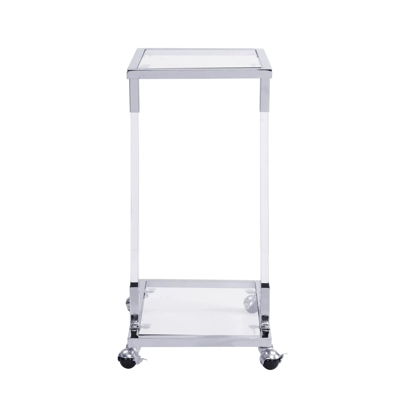 Side Table, Sofa Table, Glass Top C Shape Square Table With Metal Base For Living Room, Bedroom, Balcony Home And Office by Unique Piece Furniture