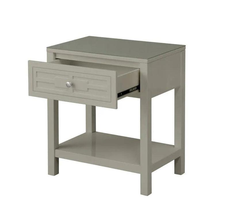 Dylan - Wooden End Side Table Nightstand With Glass Top And Drawer by Unique Piece Furniture