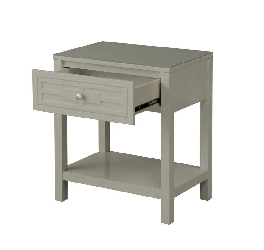 Dylan - Wooden End Side Table Nightstand With Glass Top And Drawer by HouseOfZazla