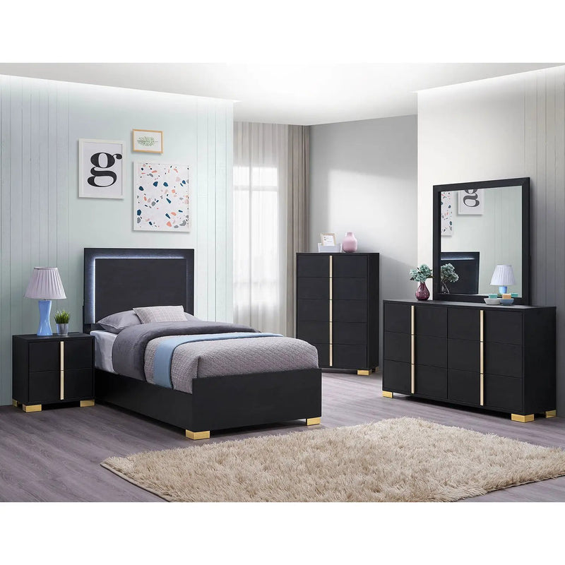 Jeremiah - LED Panel Bed With Touch Controlled Lighting