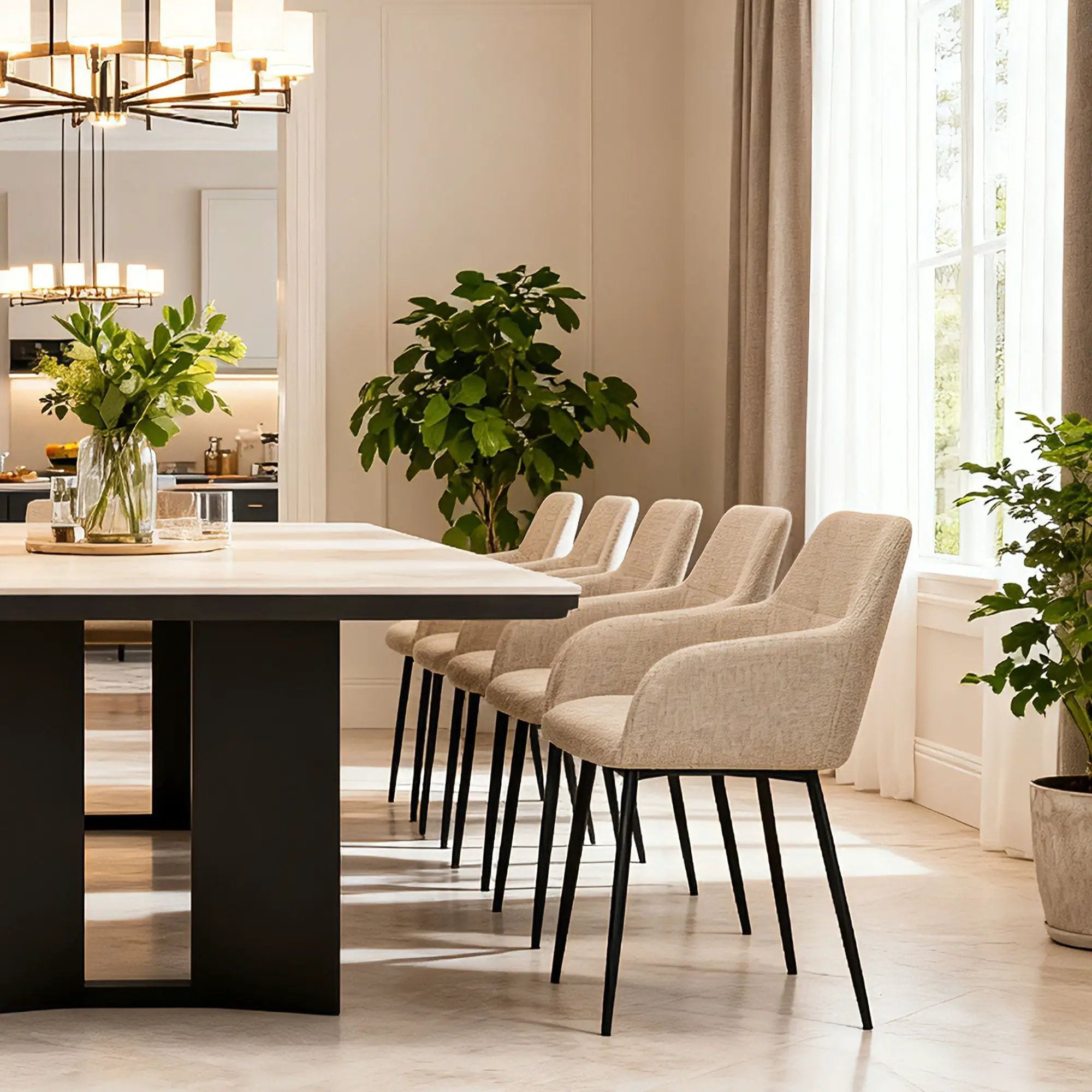 Dining Chair With Backrest And Wide Seat (Set of 2) - Beige by Unique Piece Furniture