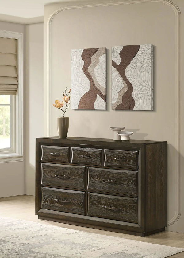 Atlas 7-drawer Bedroom Dresser Cabinet Dark Oak, photo 2 of 7