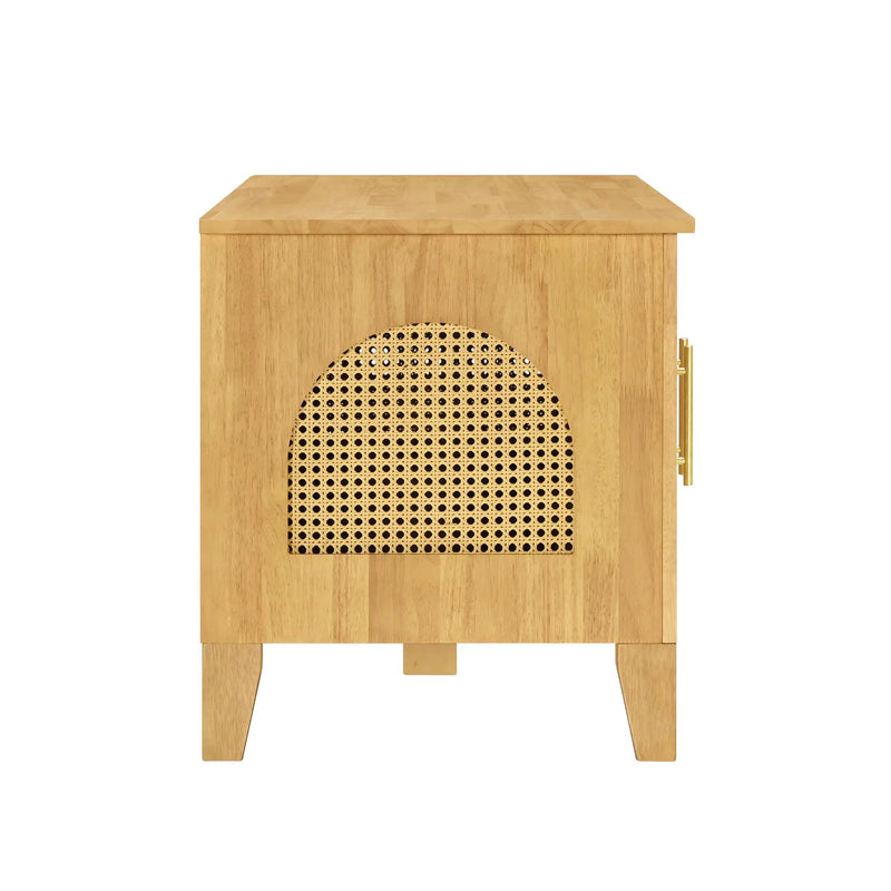 Lars Indoor Rattan Decorated Rubber Wood Dog Crate Cabinet by HouseOfZazla