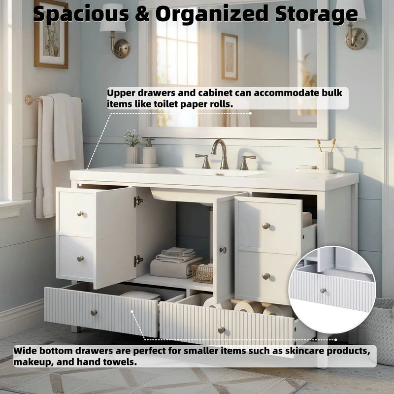 Bathroom Vanity With Separate Sink, Soft Close Doors And 4 Drawers by HouseOfZazla