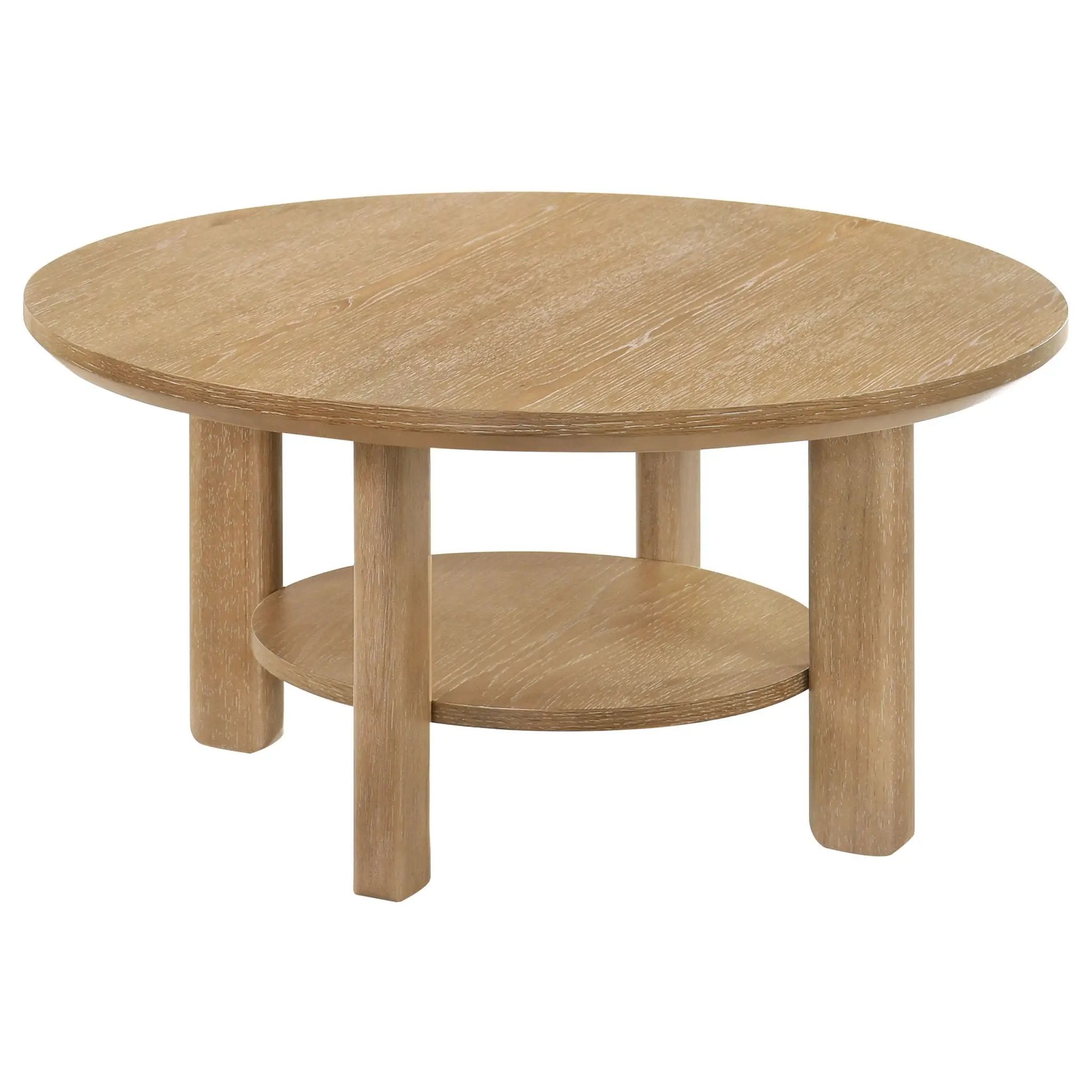 Ottowa 36-inch Round Wood Cocktail Coffee Table Light Oak by Unique Piece Furniture