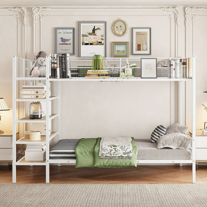 Bunk Bed With 5 Tier Shelves by HouseOfZazla