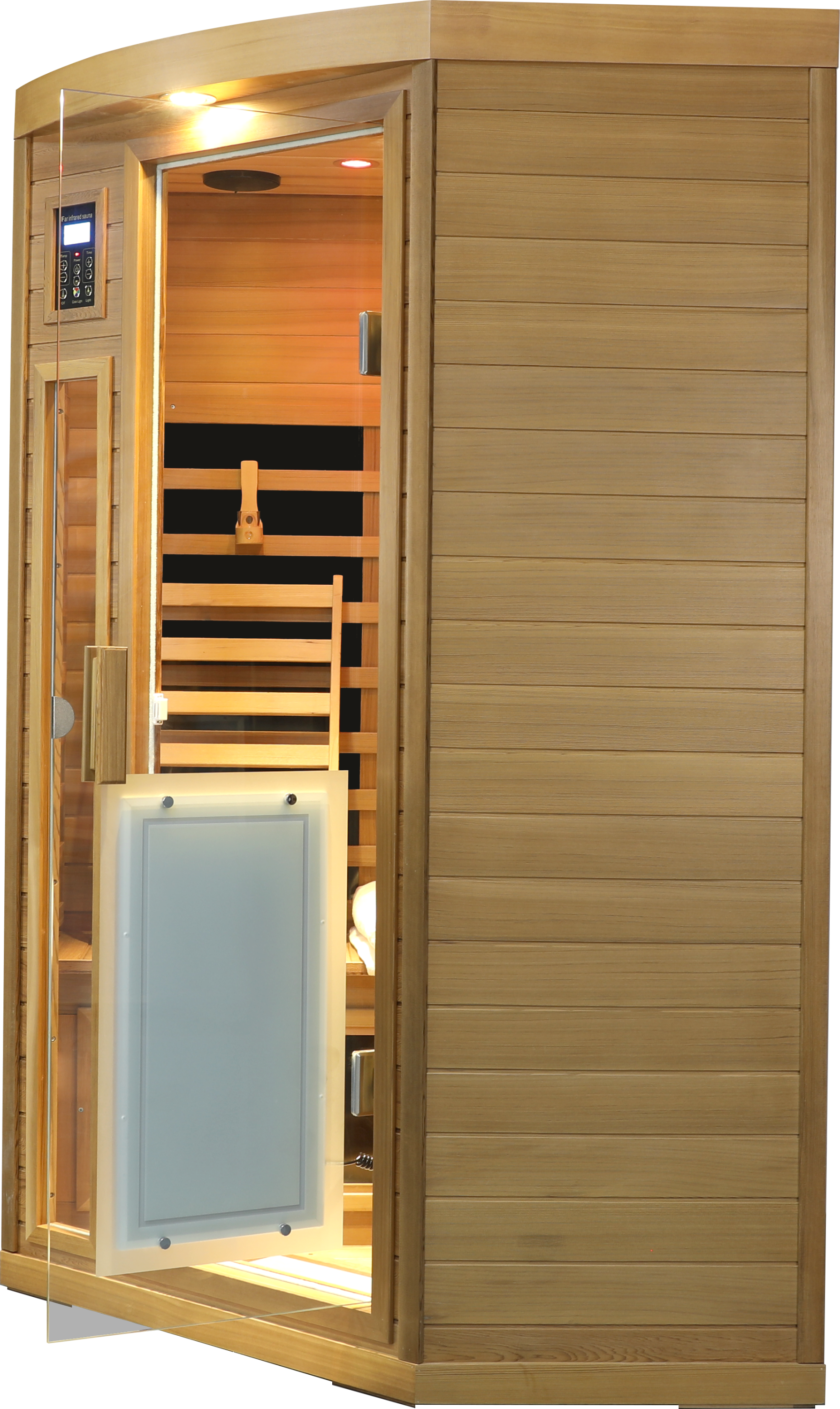 Low EMF Two person Far-infrared Red cedar Deluxe indoor pentagonal sauna room by HouseOfZazla