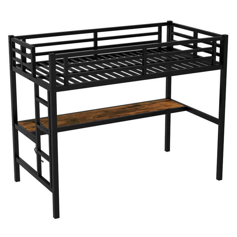 Metal Twin XL Size Loft Bed with Power Outlet and LED Light by HouseOfZazla