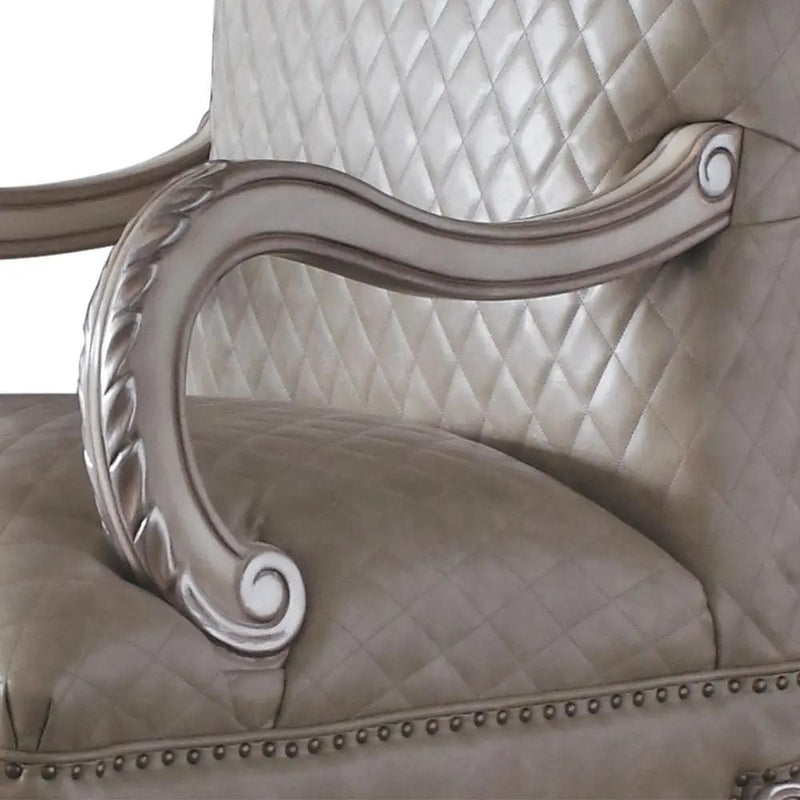 Dresden - Chair With Pillow - Synthetic Leather & Vintage Bone White by Unique Piece Furniture