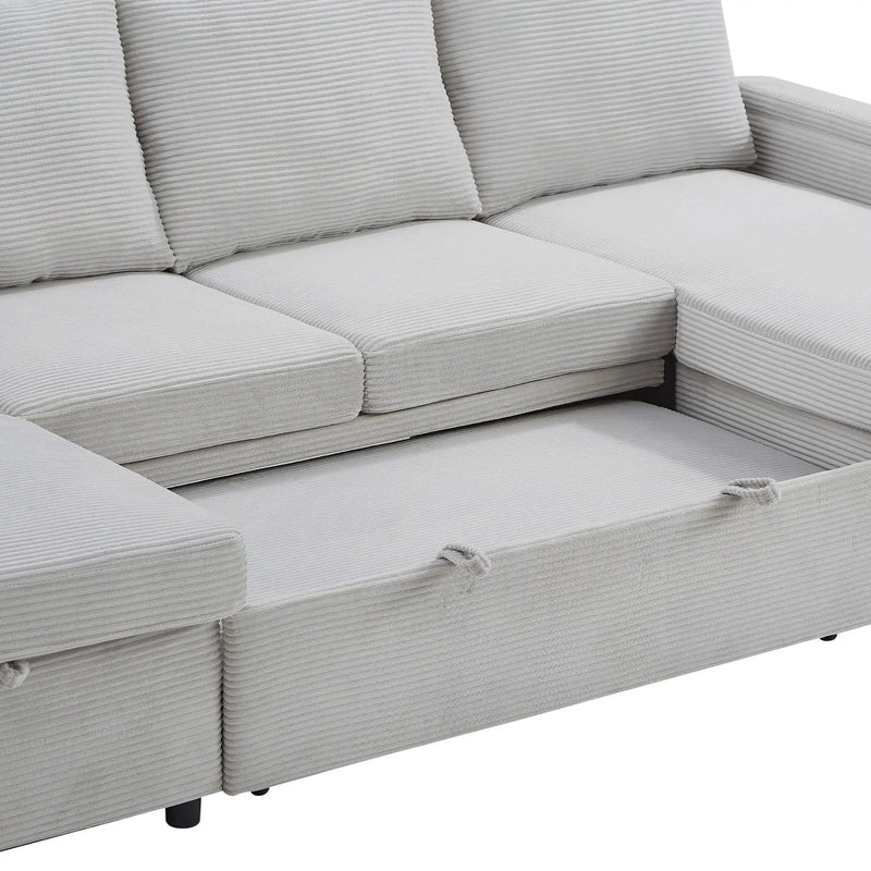 U Shaped Sectional Sofa Bed With Storage Chaise Lounges, USB Ports, And Cup Holders by HouseOfZazla