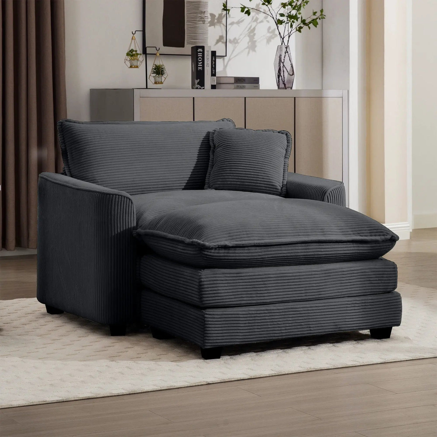 Classic Modern Comfortable Single Chair Deep Seat Sofa With Footstool by Unique Piece Furniture