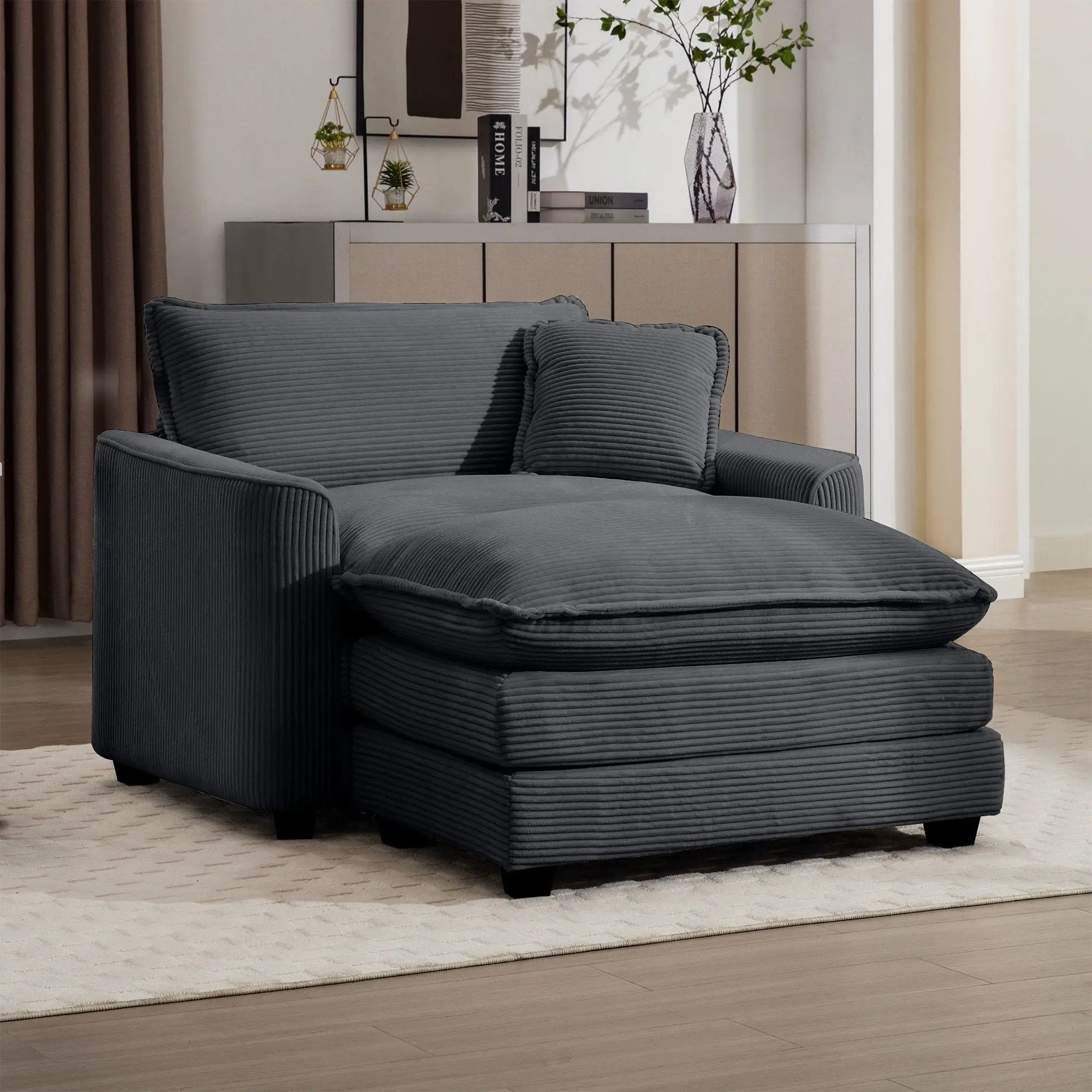 Classic Modern Comfortable Single Chair Deep Seat Sofa With Footstool by Unique Piece Furniture