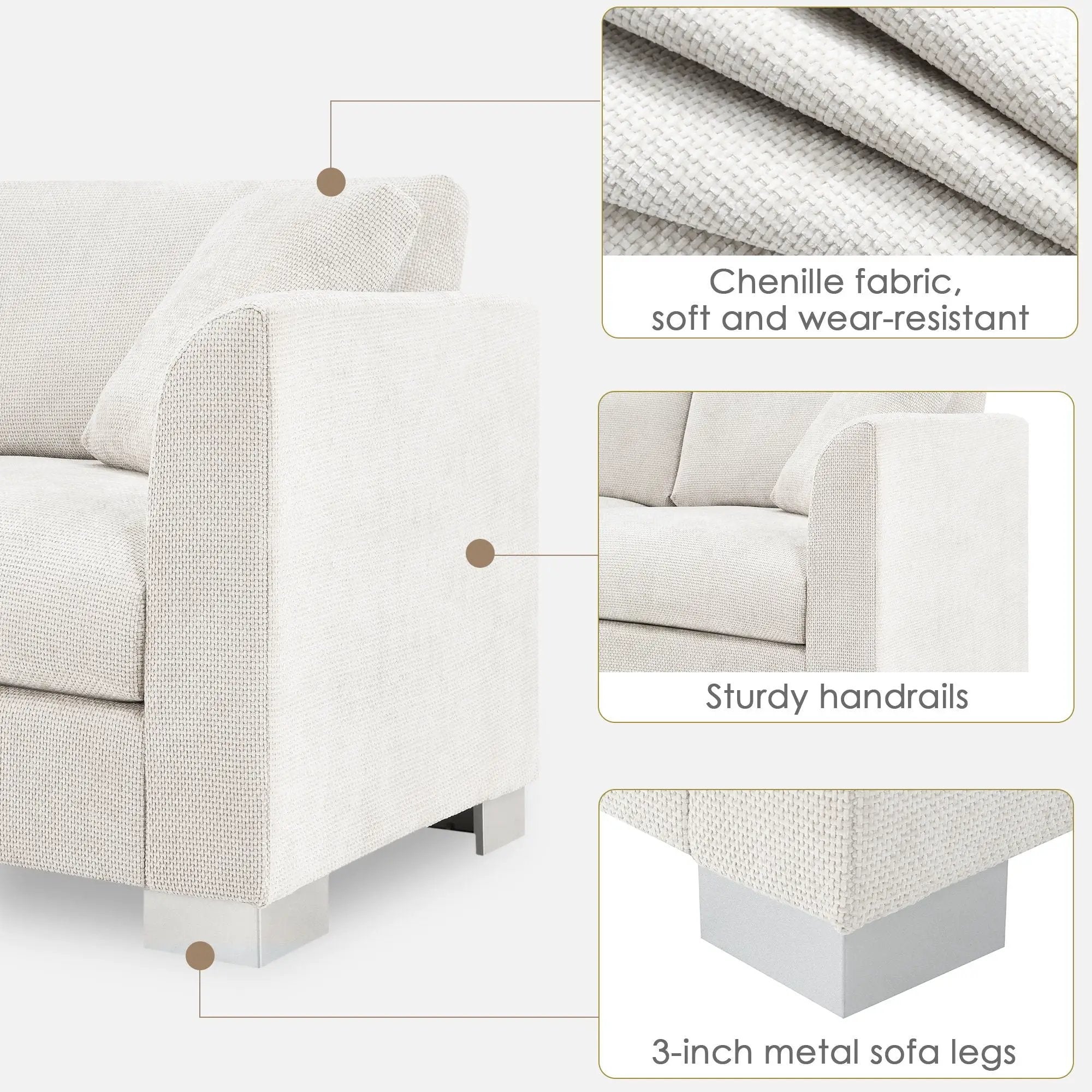 Modern Cloud Sectional Sofa L Shaped Luxury Couch Set With 2 Free Pillows 4 Seat With Oversized Chaise by HouseOfZazla