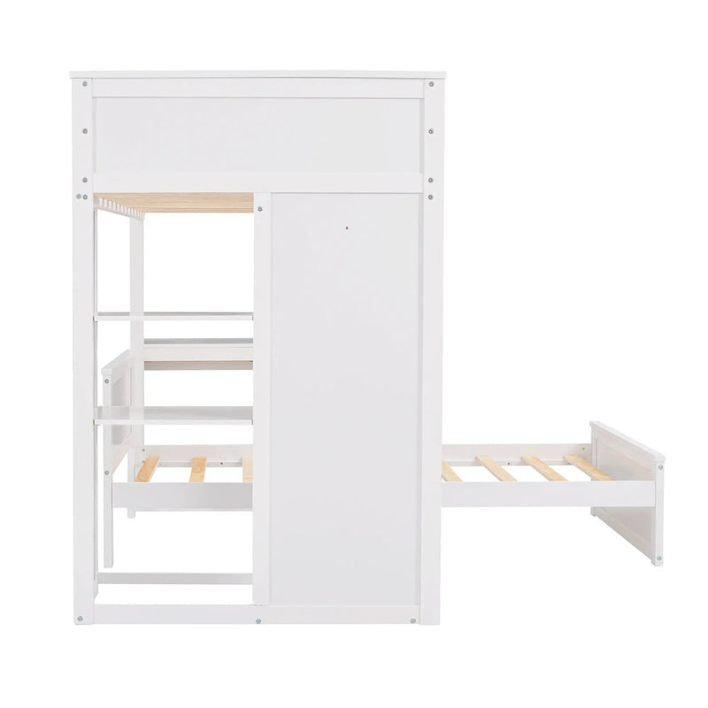 Loft Bed With A Stand Alone Bed, Shelves, Desk, And Wardrobe by HouseOfZazla