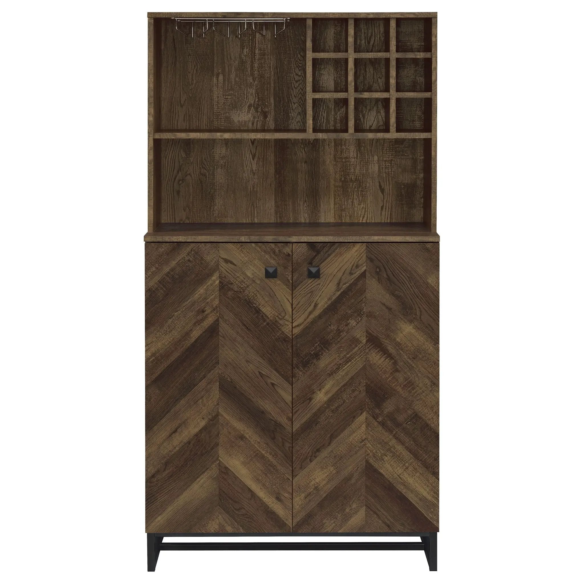 Mendoza 2-door Home Bar Cabinet Wine Storage Rustic Oak by Unique Piece Furniture