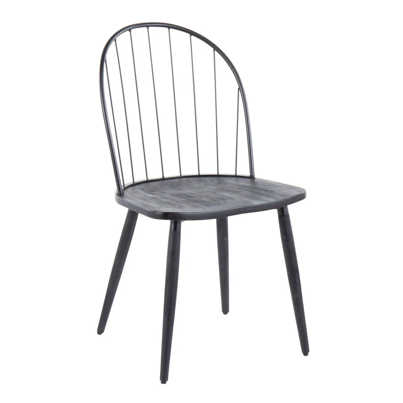 Riley - Industrial High Back Armless Chair (Set of 2) - Black by HouseOfZazla