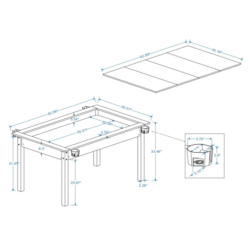 [63X40-Inch] Premium 2-In-1 Multifunctional Board Game Table For 4–6 Players (SAK84513) by SAKSBY WHOLESALE