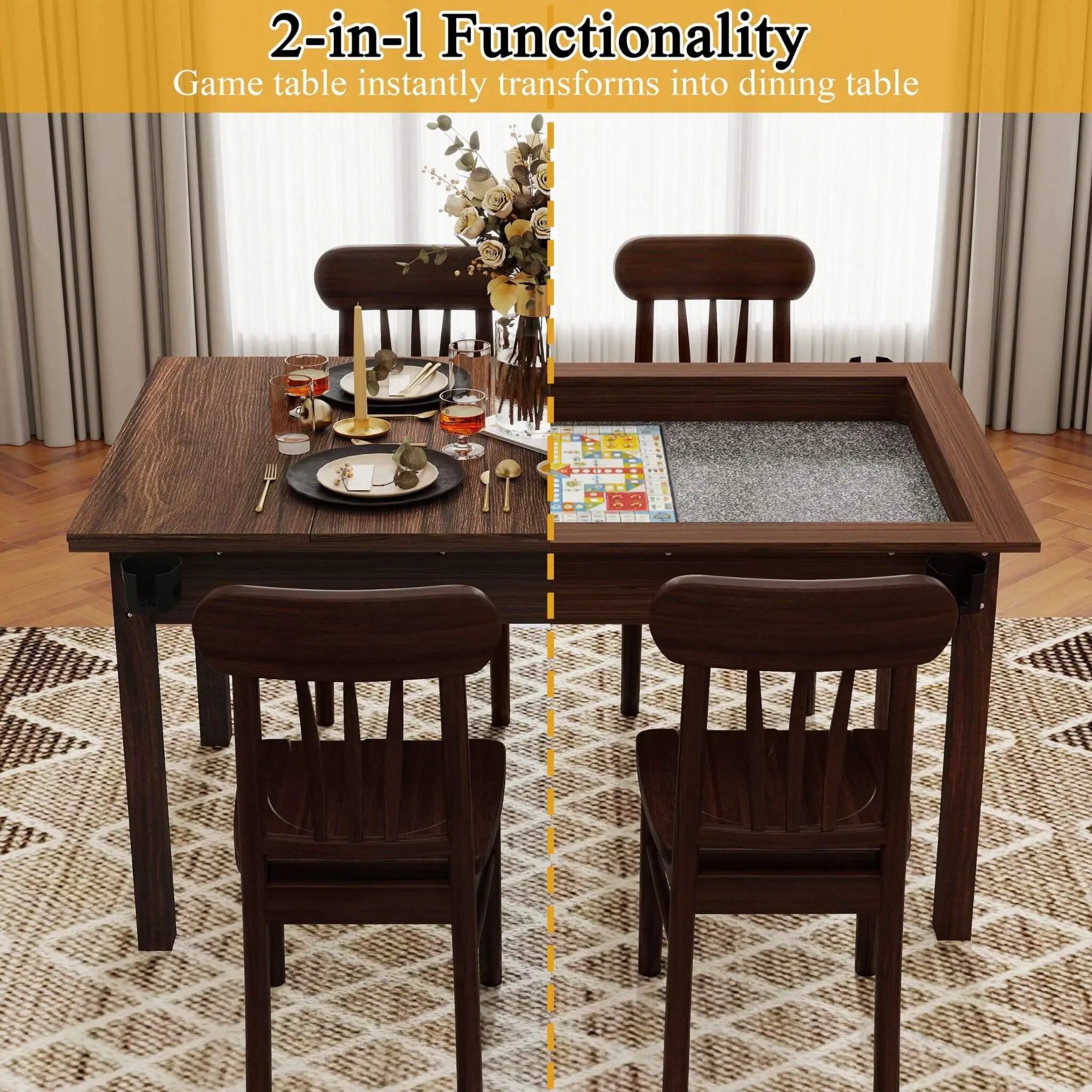 [63X40-Inch] Premium 2-In-1 Multifunctional Board Game Table For 4–6 Players (SAK84513) by SAKSBY WHOLESALE