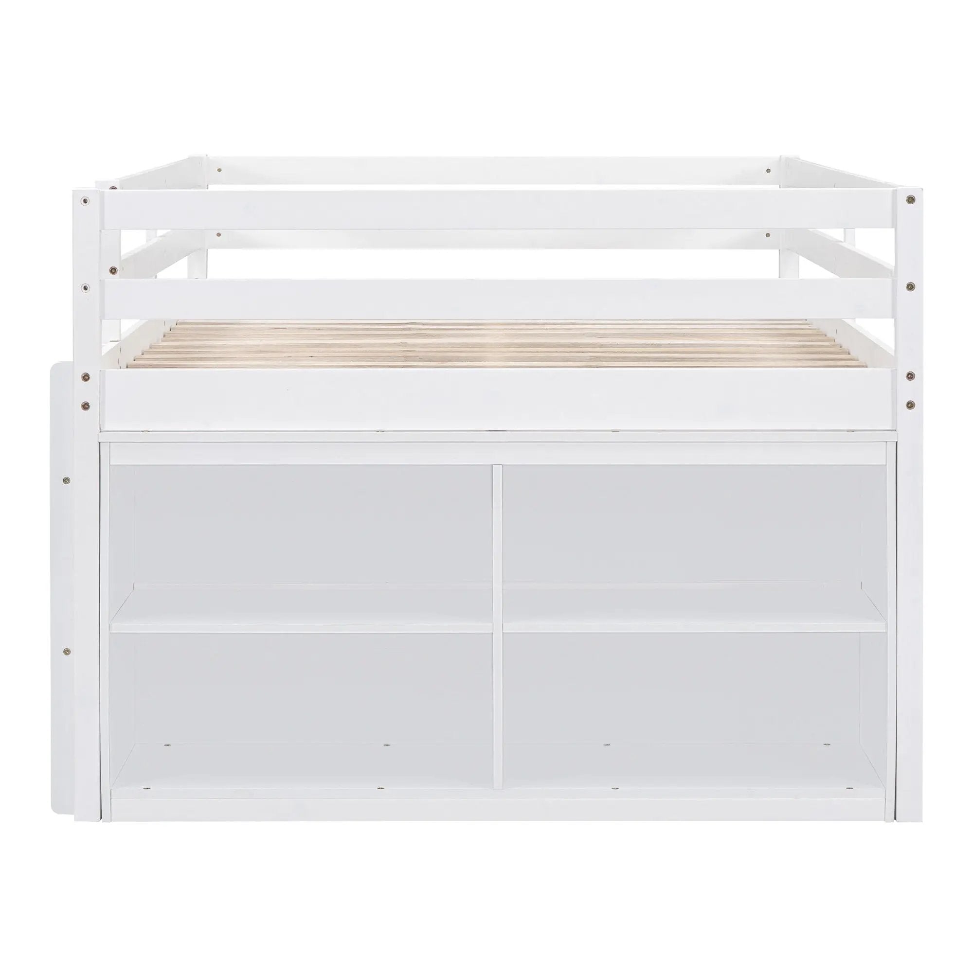 Loft Bed With Retractable Writing Desk And 4 Drawers, With Lateral Portable Desk And Shelves by HouseOfZazla
