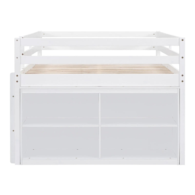 Loft Bed With Retractable Writing Desk And 4 Drawers, With Lateral Portable Desk And Shelves by HouseOfZazla