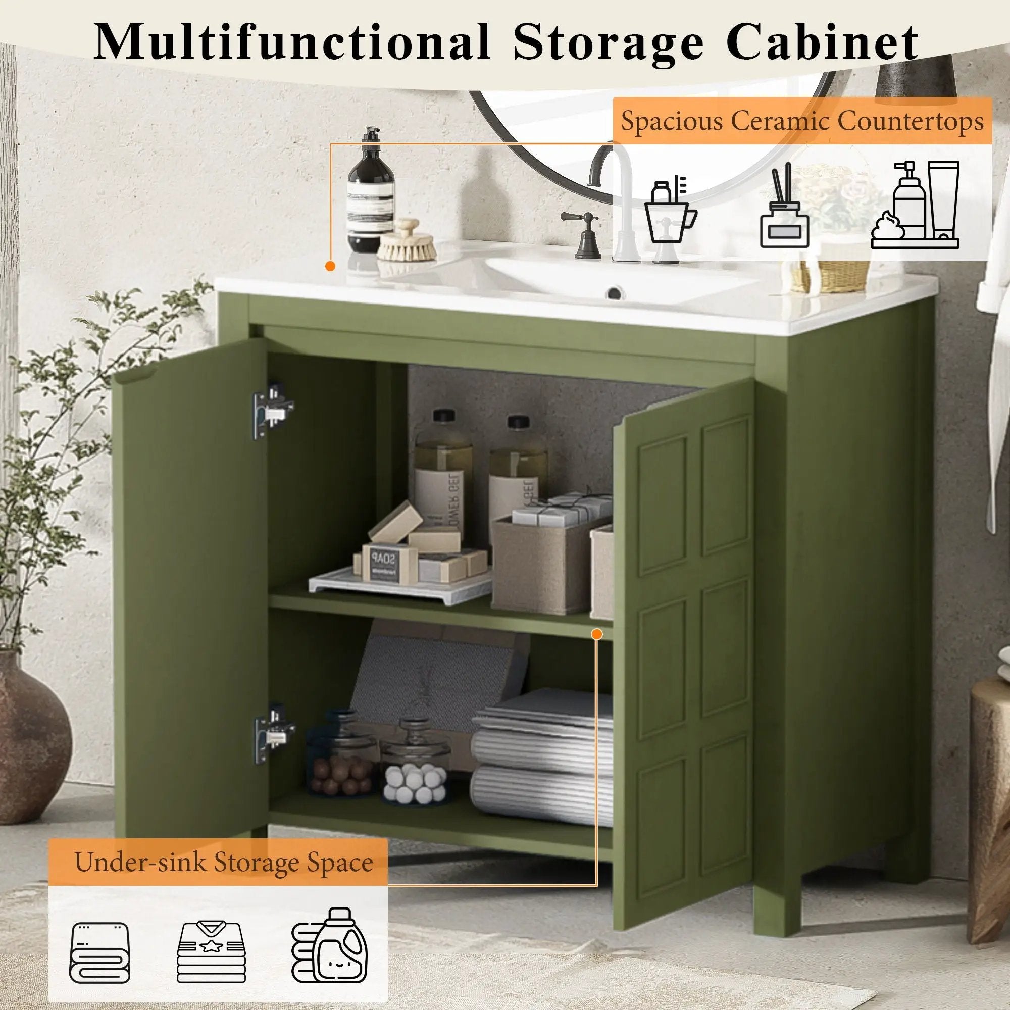 Bathroom Vanity Organizer With Sink, Combo Cabinet Set, Bathroom Storage Cabinet by Unique Piece Furniture
