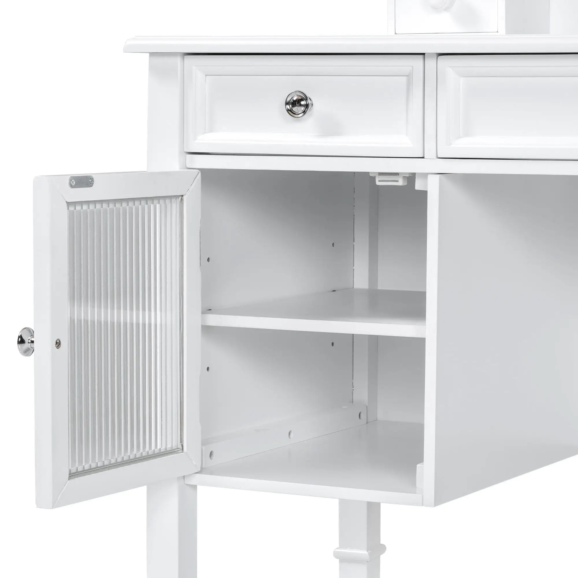 Elegant Makeup Vanity Desk With Adjustable Mirror And Storage And Construction - White by HouseOfZazla