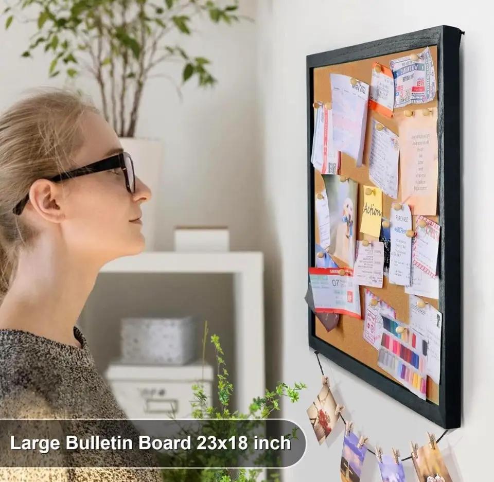 Open Box Miratino Cork Board Bulletin Board, 23x18 Inches Wooden Frame Pin Board, Cute Cork Boards for Walls Hanging for Office, Home Decor, School (P by Selzalot