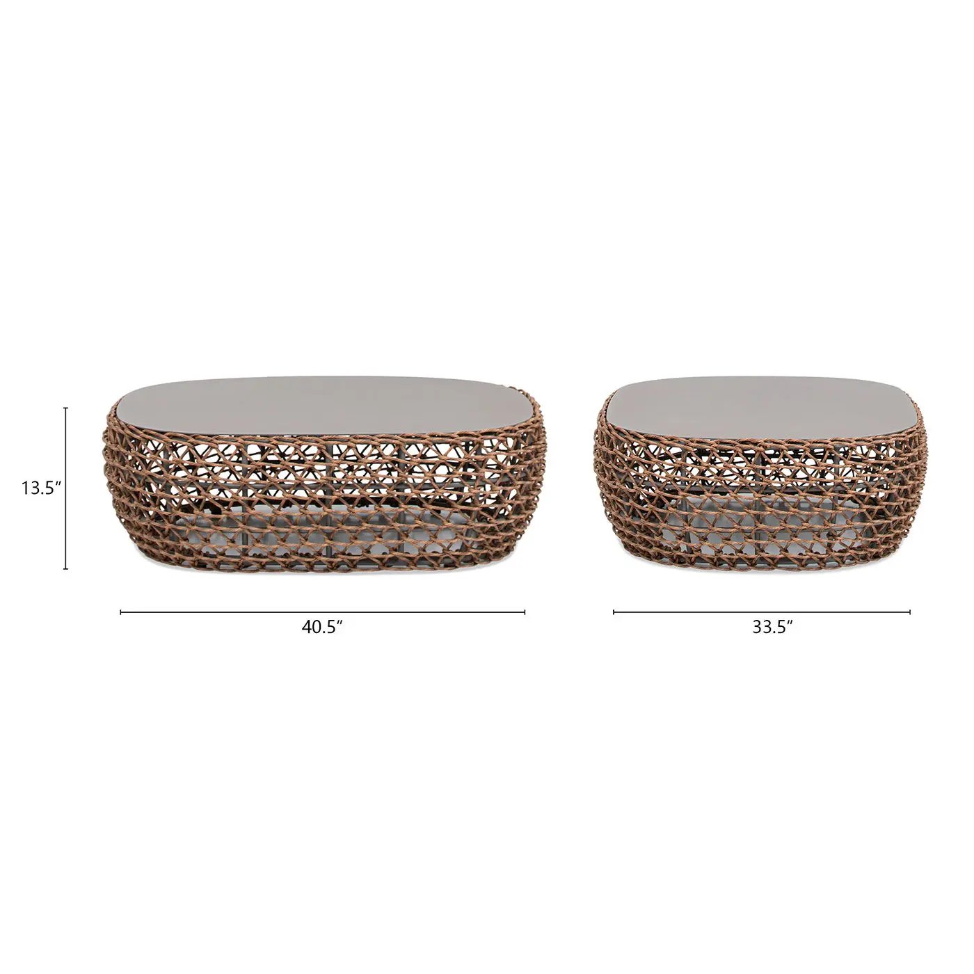 Willow - Oval Woven Patio Coffee Table, Wicker Frame by HouseOfZazla