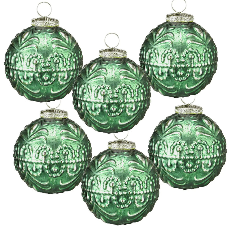 Christmas Ball Ornaments, Glass Decorative Hanging Ball Christmas Tree Ornaments, For Holiday Party Decorations (Set of 6) - Green by HouseOfZazla