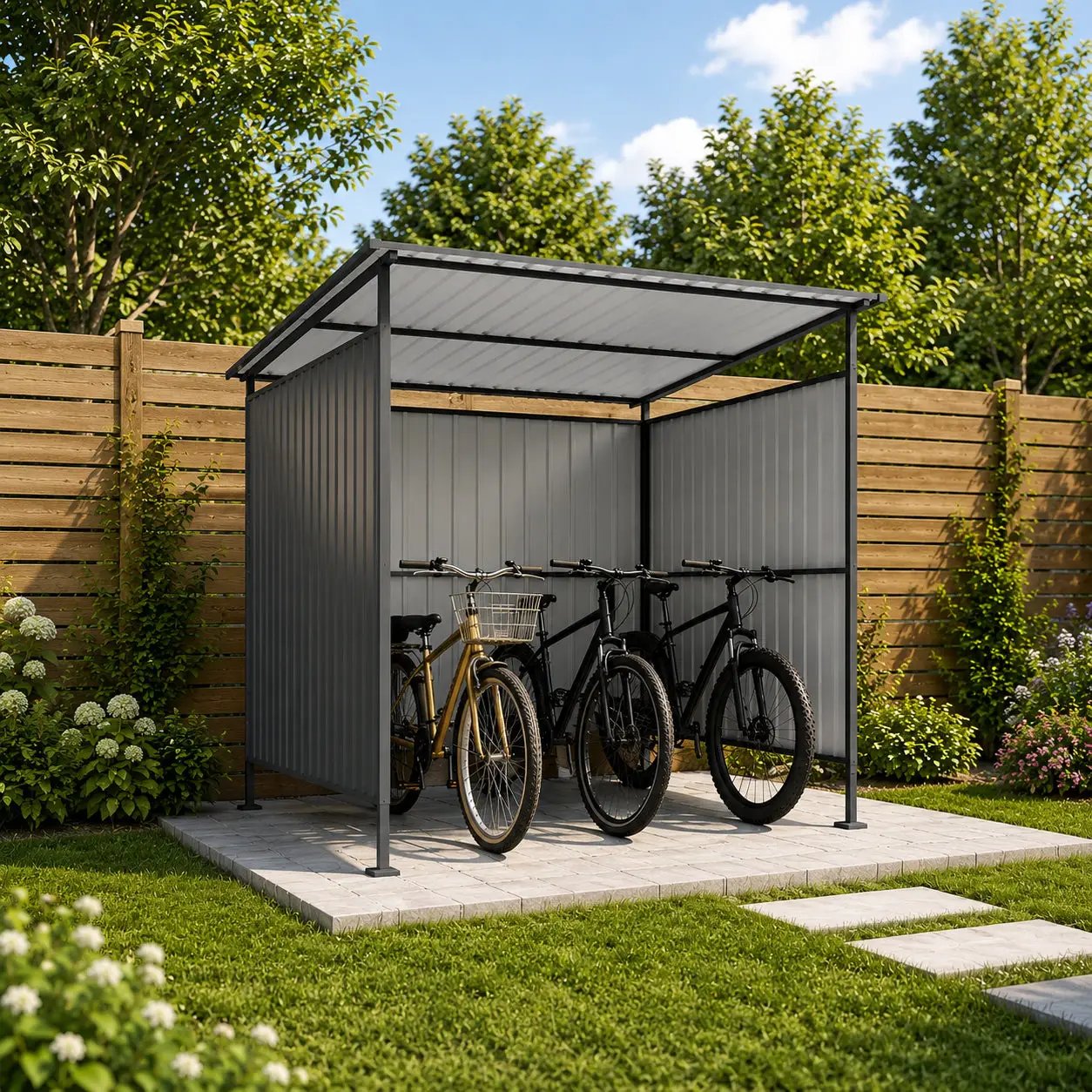 6x6FT Outdoor Pergola with Hardtop Roof, Lean-to Metal Shelter by HouseOfZazla