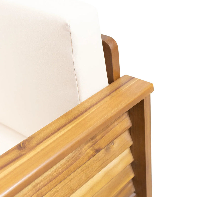 Acacia Wood Loveseat And Coffee Table Set With Cushions by HouseOfZazla