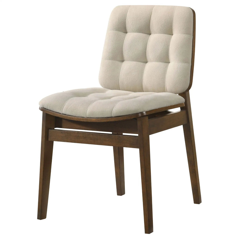 Redbridge Velvet Upholstered Side Chair Cream and Walnut (Set of 2) by Unique Piece Furniture