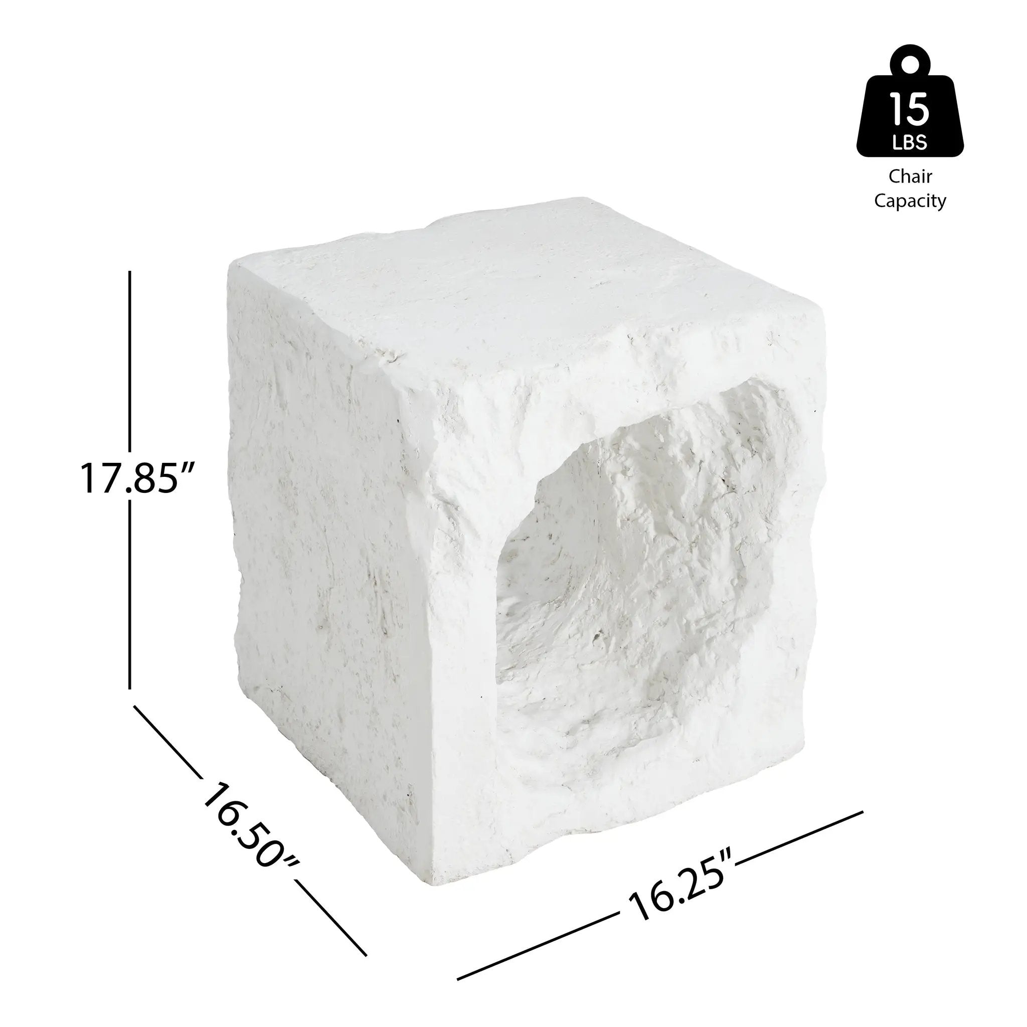 Lyra Outdoor Patio Karst Cave Inspired MGO Side Table White by HouseOfZazla