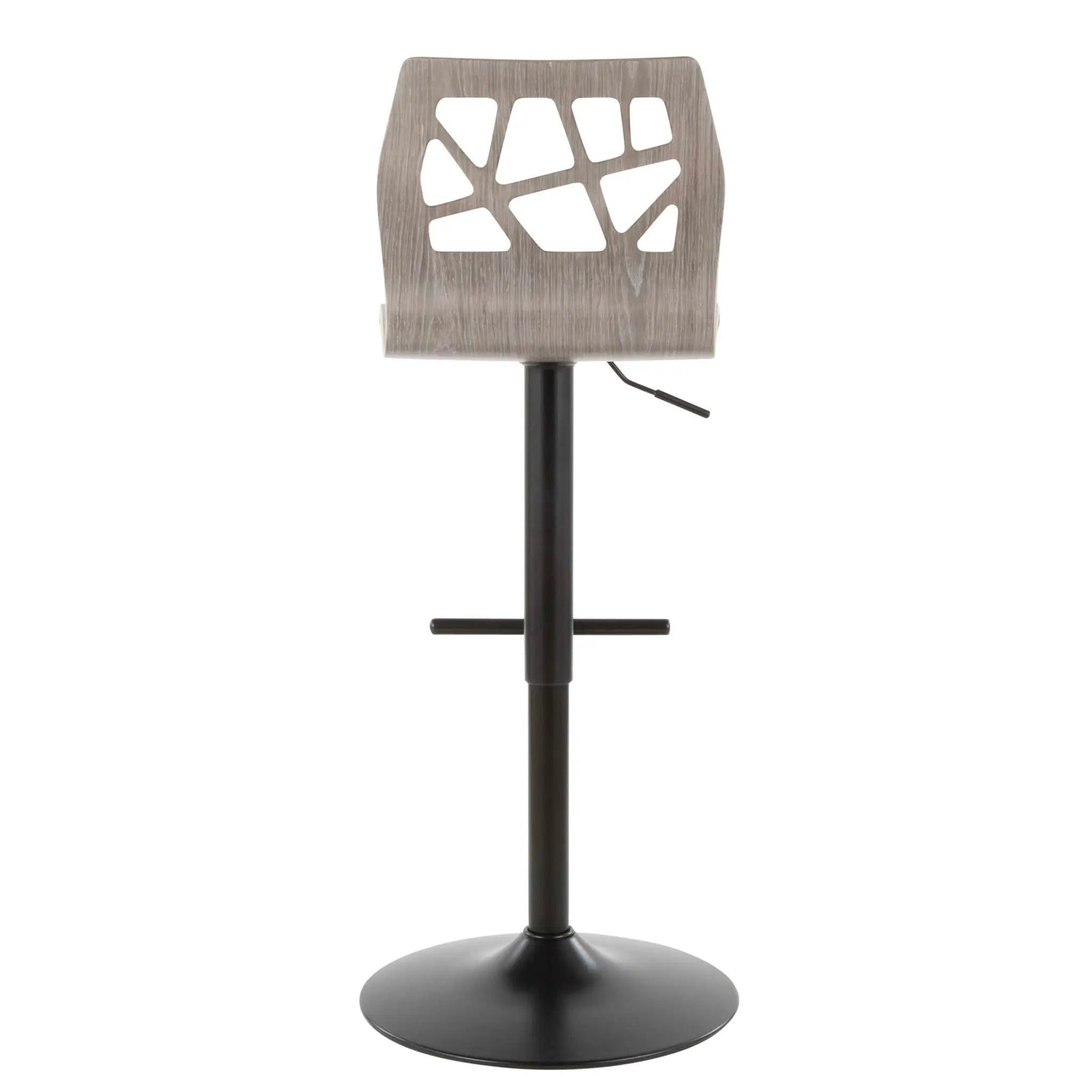 Folia - Mid Century Modern Adjustable Barstool With Swivel With Straight T Footrest (Set of 3) by HouseOfZazla