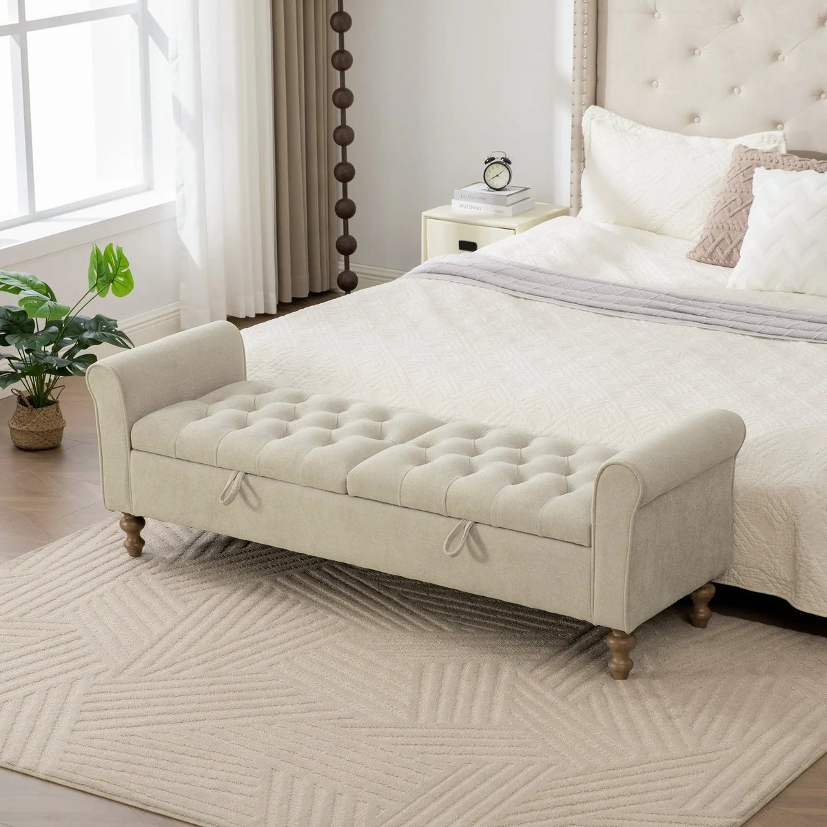 65.75" Wide Modern Upholstered Storage Bench by HouseOfZazla