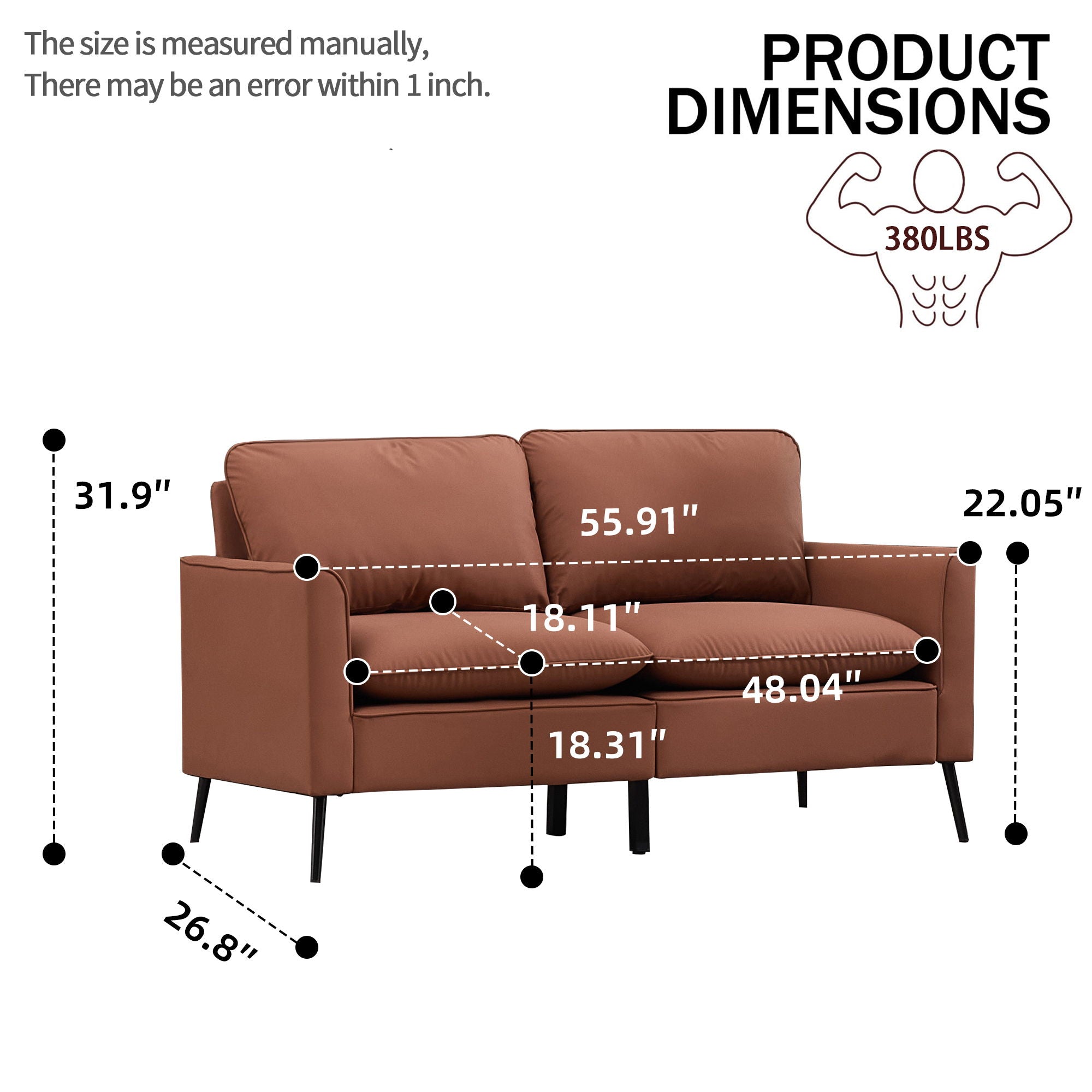 Upholstered Loveseat, For Living Room by HouseOfZazla