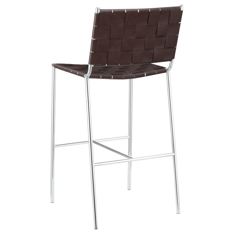 Adelaide Upholstered Pub Height Bar Stool Brown and Chrome by Unique Piece Furniture