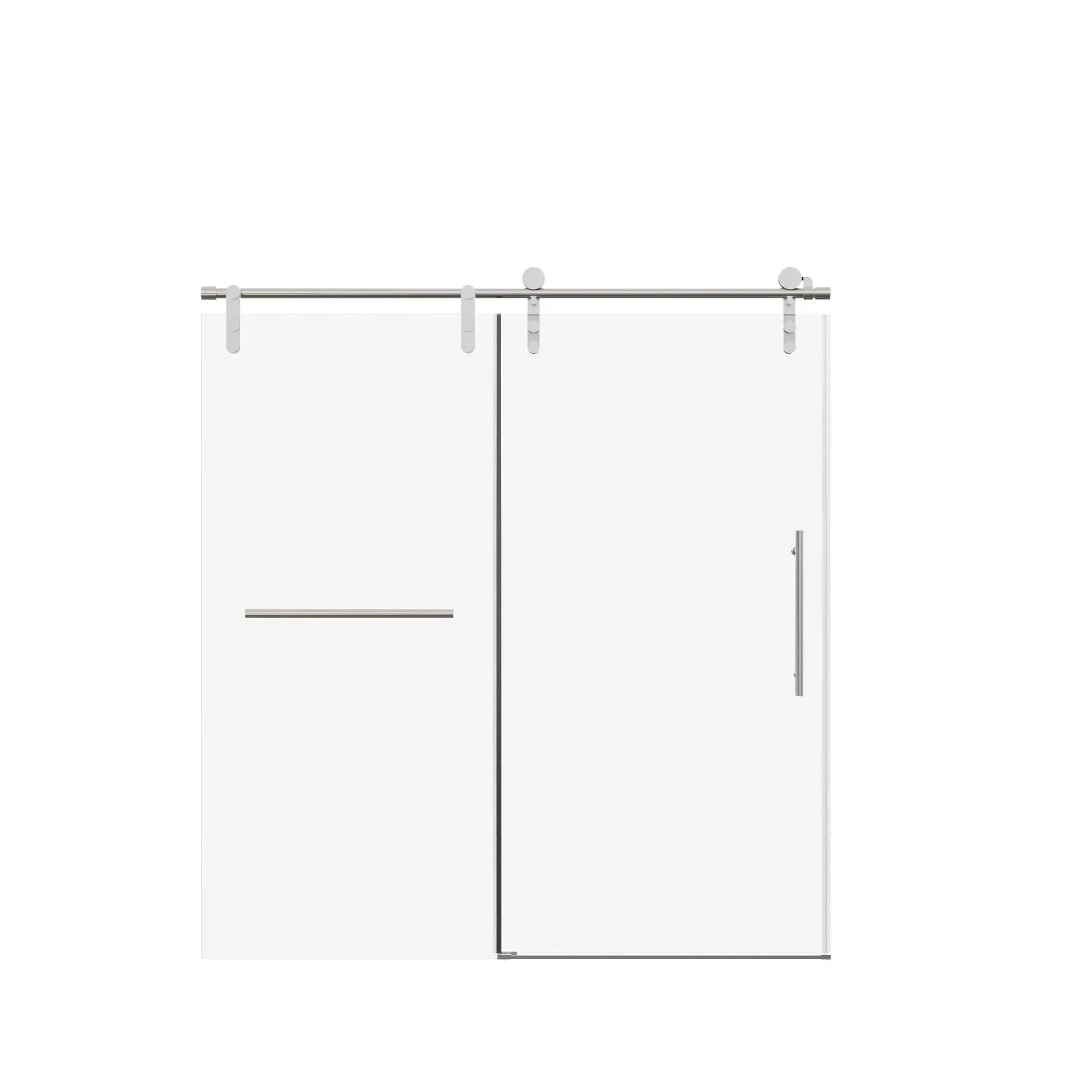 Frameless Single Sliding Shower Doors With Towel Rail & Handle by HouseOfZazla