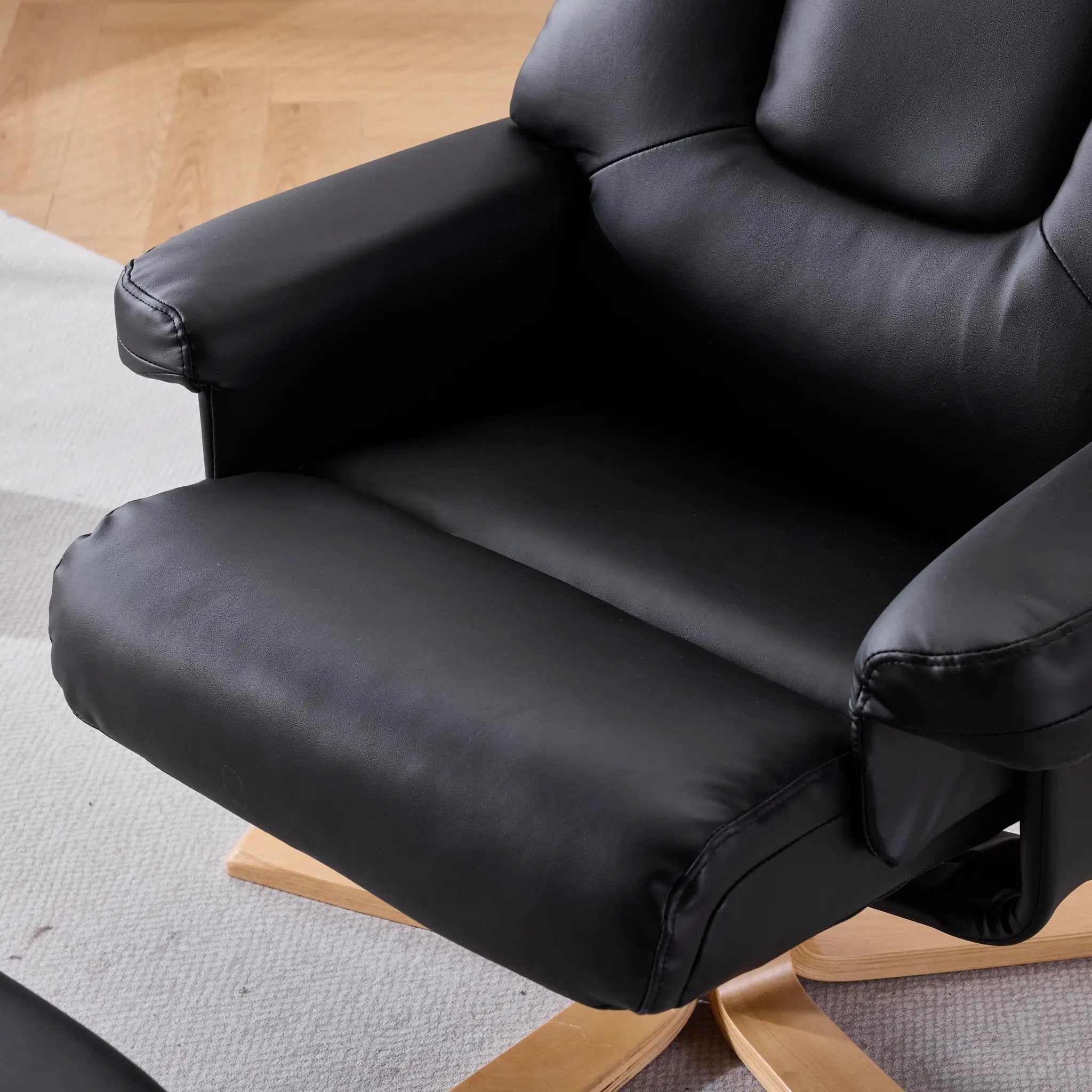 Upholstered Heated Massage 360° Swivel Accent Chair With Ottoman by HouseOfZazla