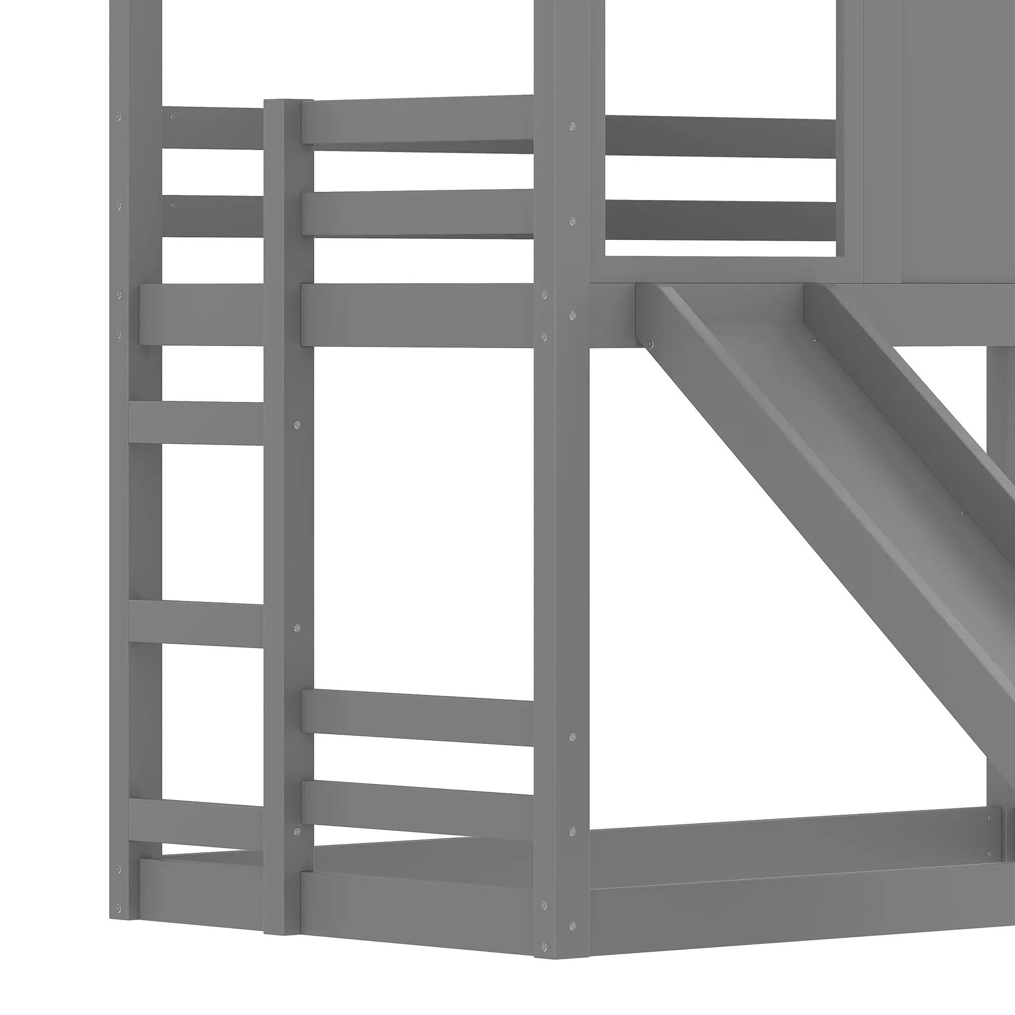 Twin House Bunk Bed with Slide and Storage Shelves by HouseOfZazla