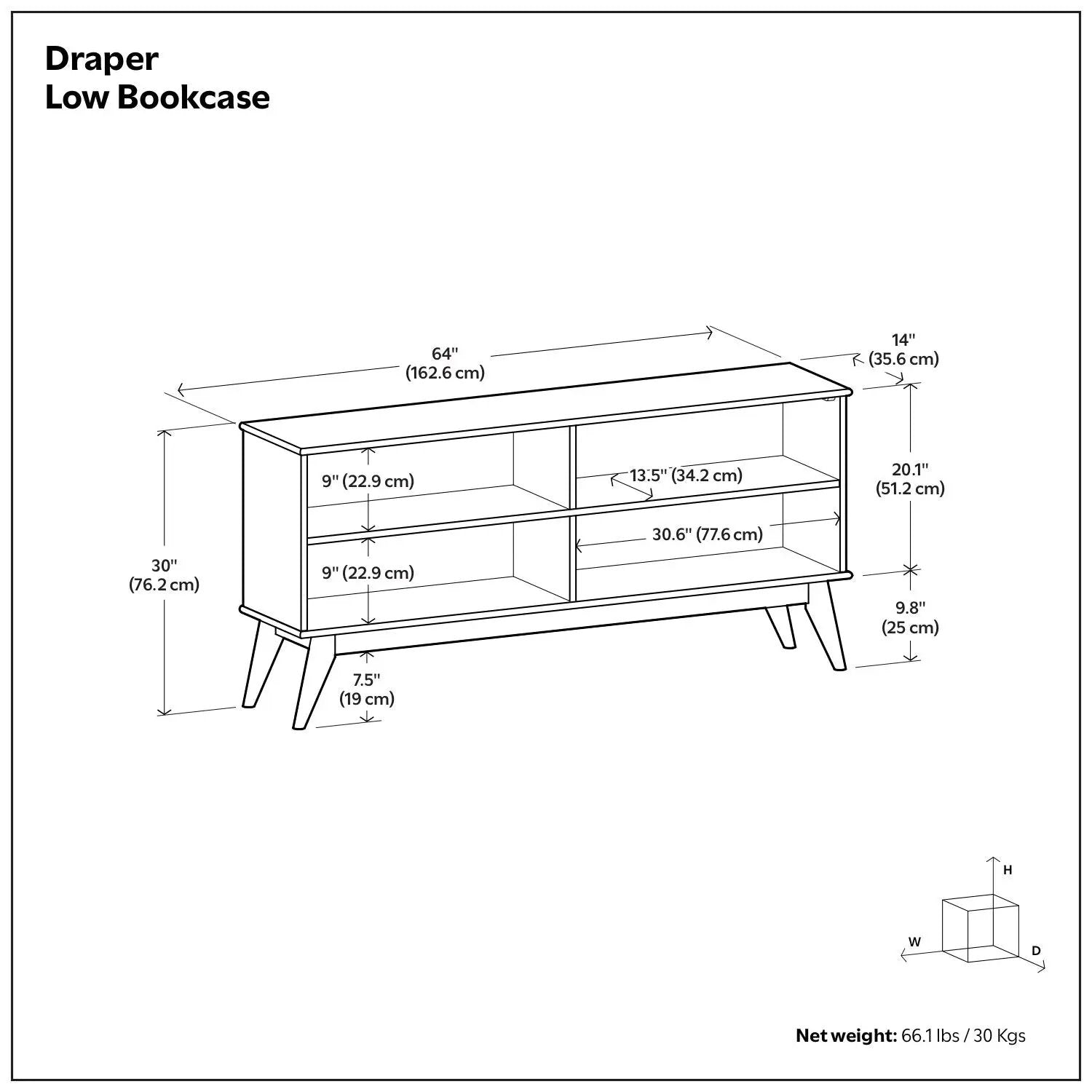 Draper - Handcrafted Low Bookcase by Unique Piece Furniture