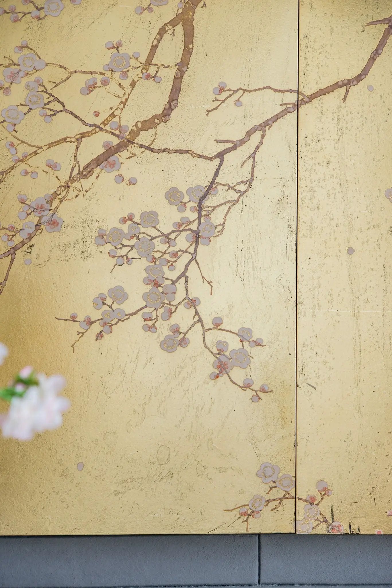Cherry Blossom Wall Art Panels, Wall Decor For Living Room Dining Room Office Bedroom (Set of 2) - Gold by HouseOfZazla
