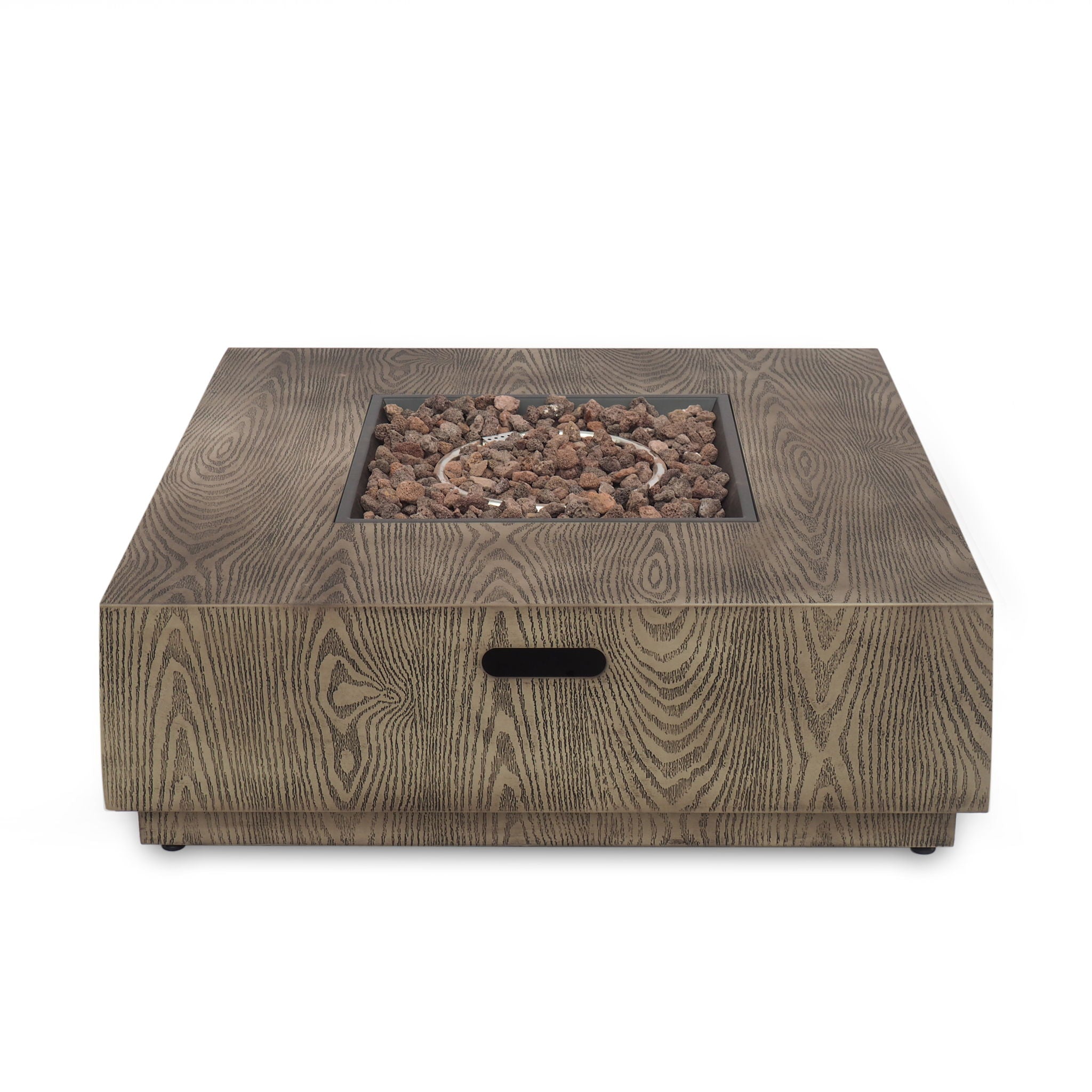 Wellington Square Iron Fire Pit With Wood Pattern Design And 50,000 Btu Output by HouseOfZazla