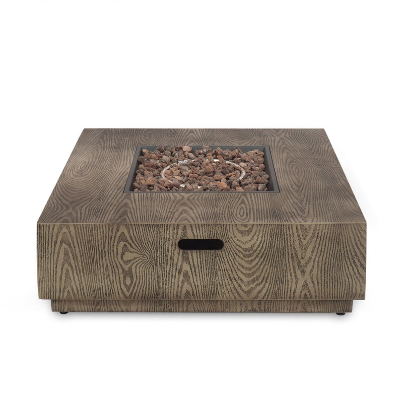 Wellington Square Iron Fire Pit With Wood Pattern Design And 50,000 Btu Output by HouseOfZazla