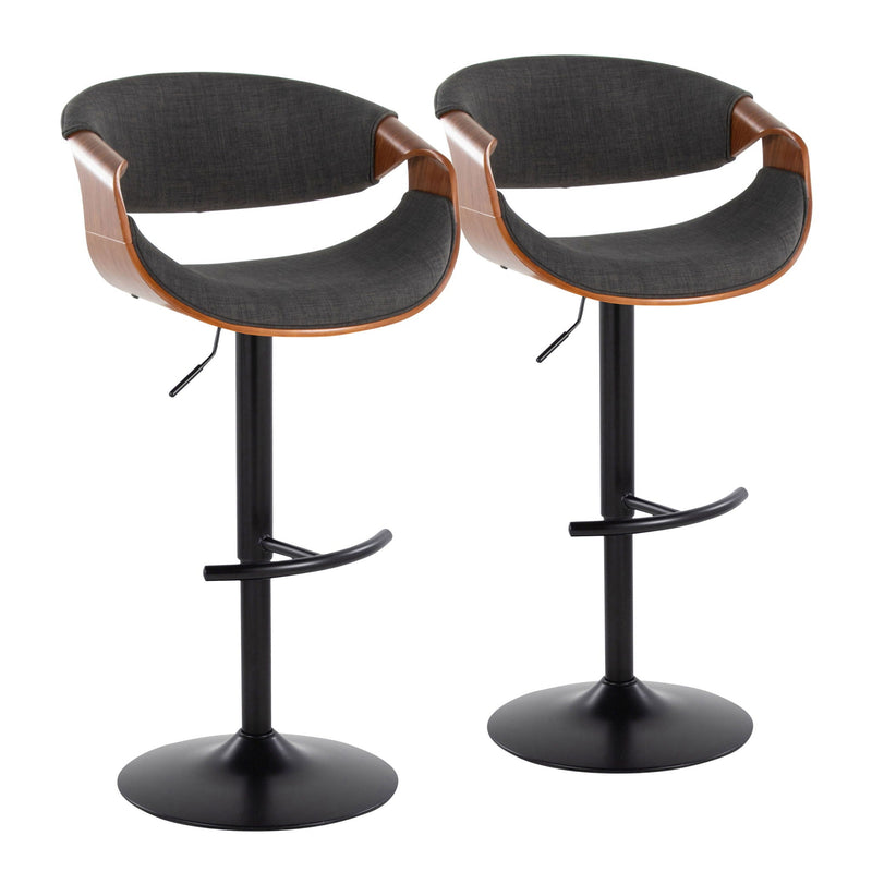 Curvo - Mid Century Modern Adjustable Barstool With Swivel & Rounded T Footrest (Set of 2) by Unique Piece Furniture